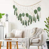 Dremisland tapiz grande hojas verdes beige borlas Hogar - Accesorios y Decoración Naty Shop