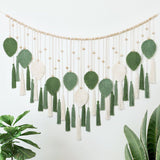 Dremisland tapiz grande hojas beige verde borlas Hogar - Accesorios y Decoración Naty Shop Saludos