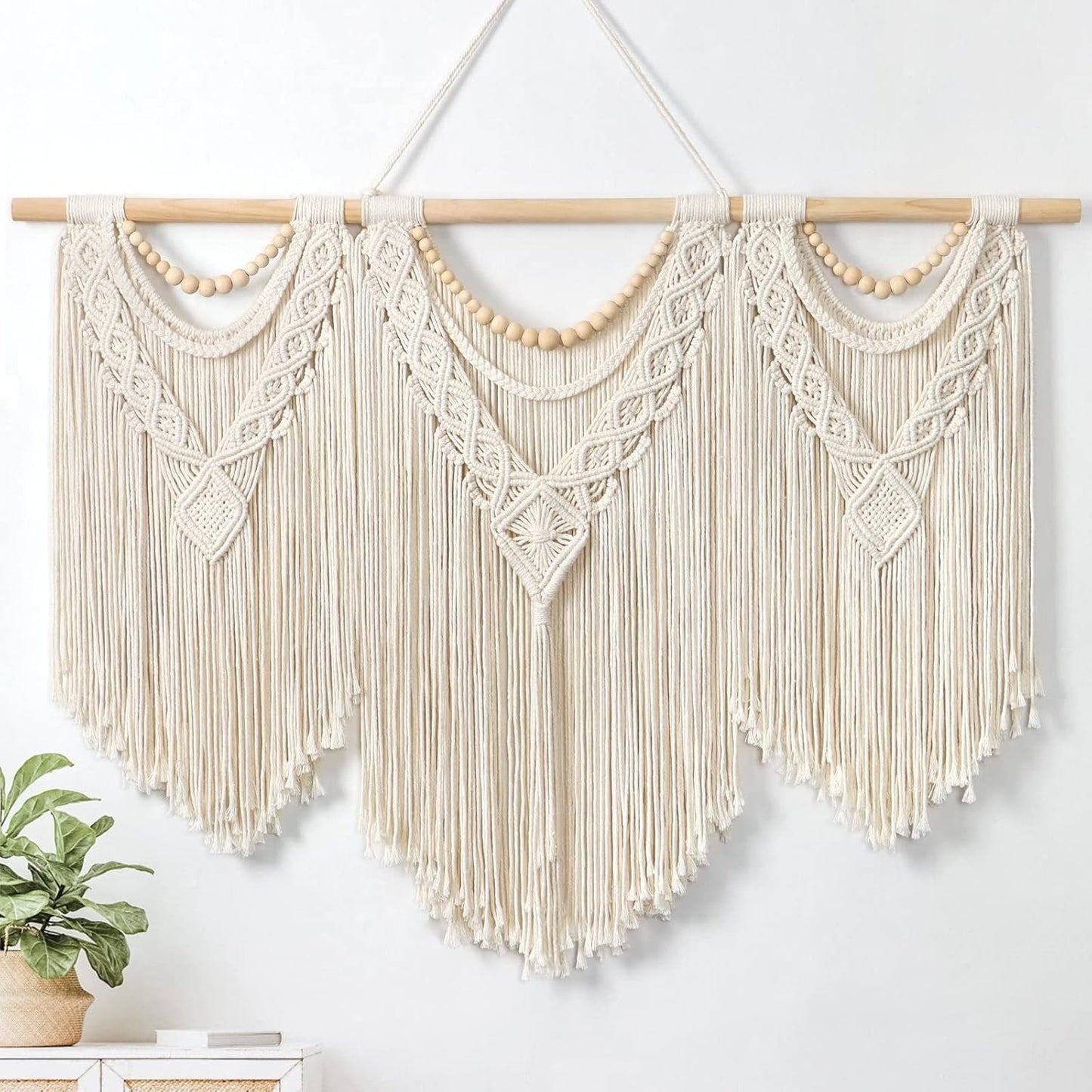 Tapiz dremisland grande deco tejido beige Hogar - Accesorios y Decoración Naty Shop Abalorios de madera