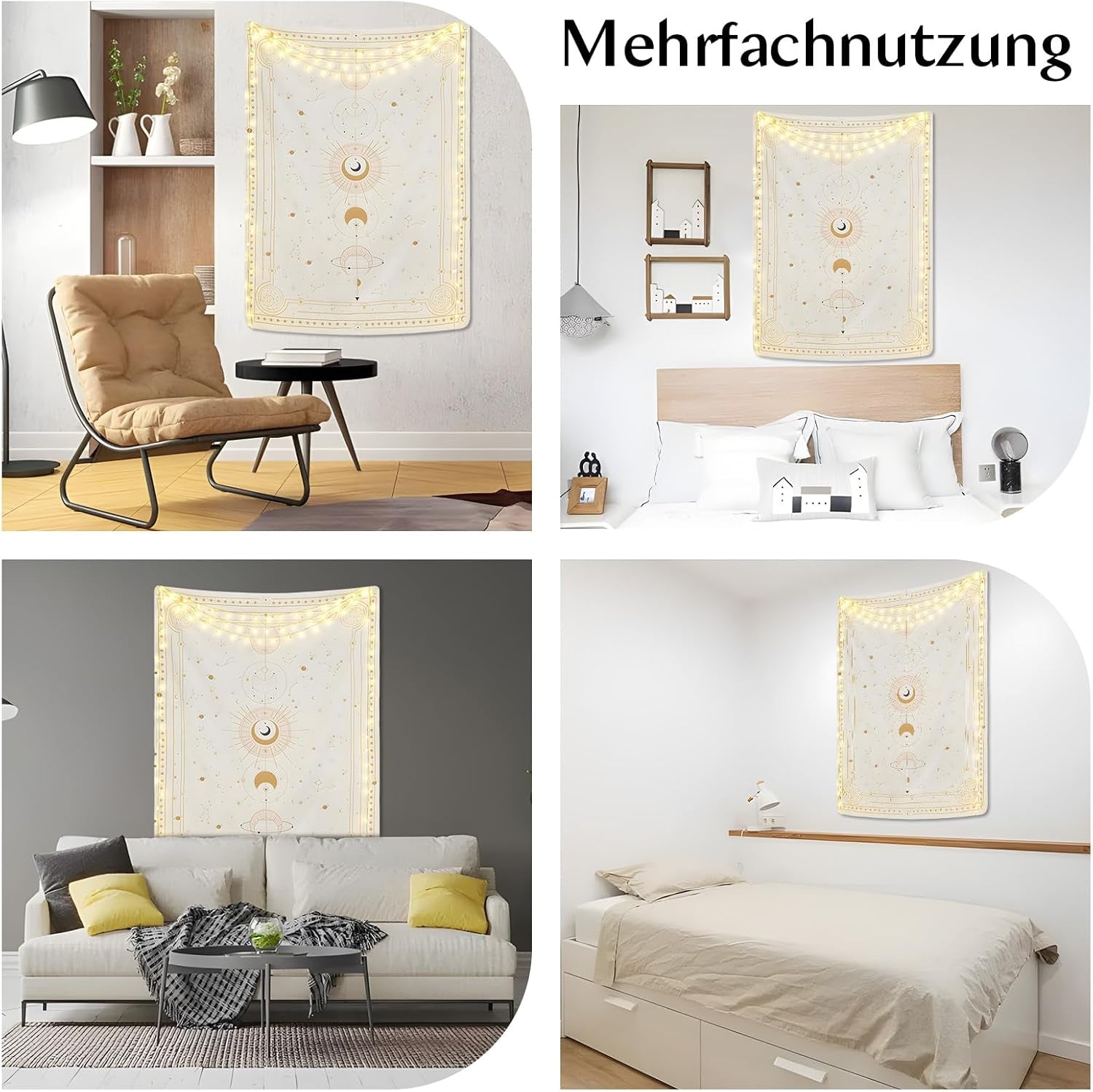 Tapiz fases de la luna constelación misteriosa Hogar - Accesorios y Decoración Naty Shop