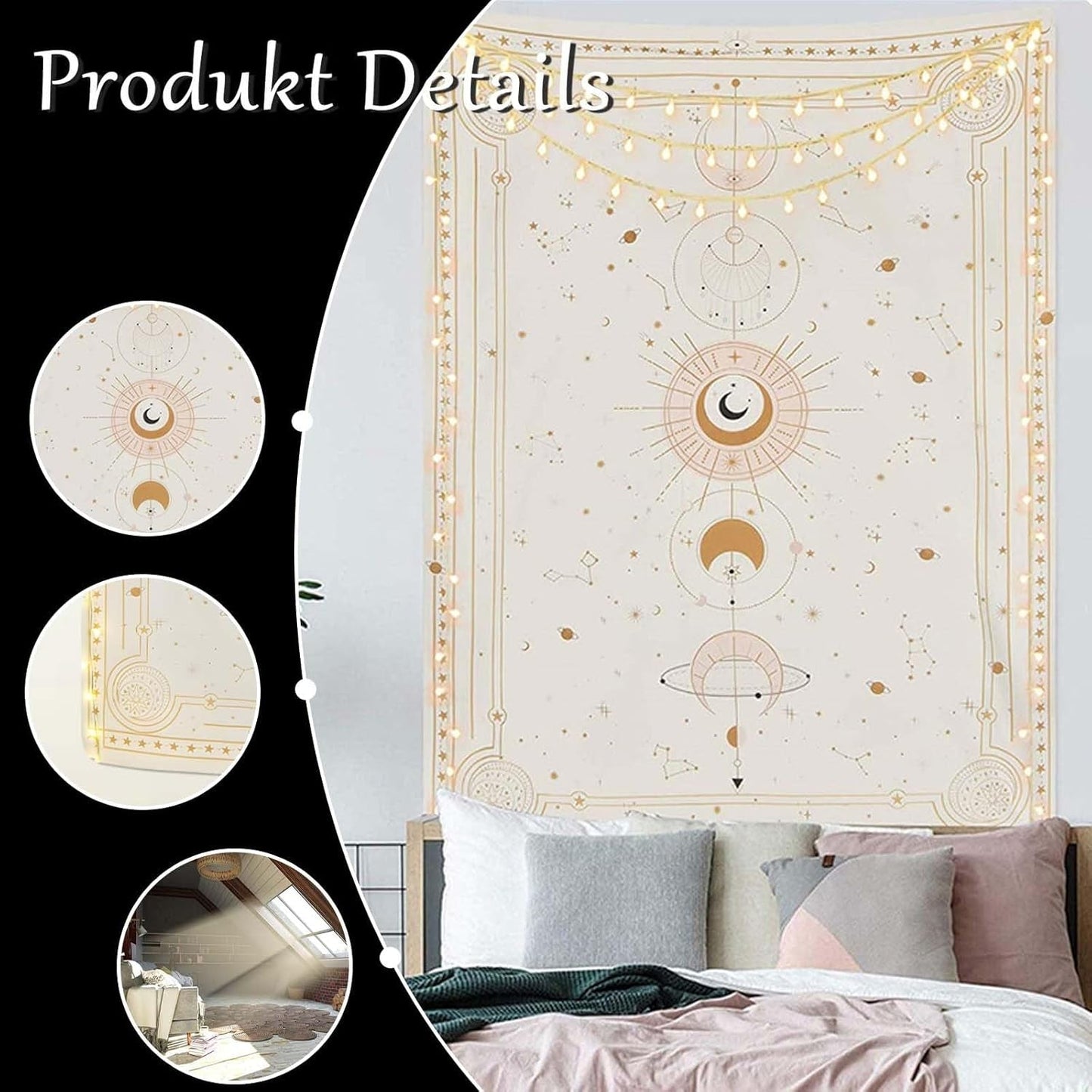 Tapiz fases de la luna constelación misteriosa Hogar - Accesorios y Decoración Naty Shop