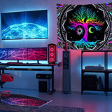 Tapiz fluorescente árbol vida psicodélico luna Hogar - Accesorios y Decoración Naty Shop