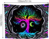 Tapiz fluorescente árbol vida psicodélico luna Hogar - Accesorios y Decoración Naty Shop