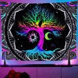 Tapiz fluorescente árbol vida luna psicodélica Hogar - Accesorios y Decoraciones Naty Shop Default Title