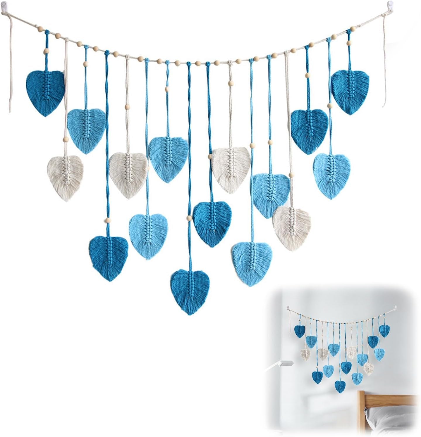 Tapiz grande de hojas tejidas para habitación infantil de mujer Hogar - Accesorios y Decoración Naty Shop Azul