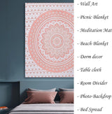 Tapiz de decoración mandala rosa finura Hogar - Accesorios y Decoración Naty Shop