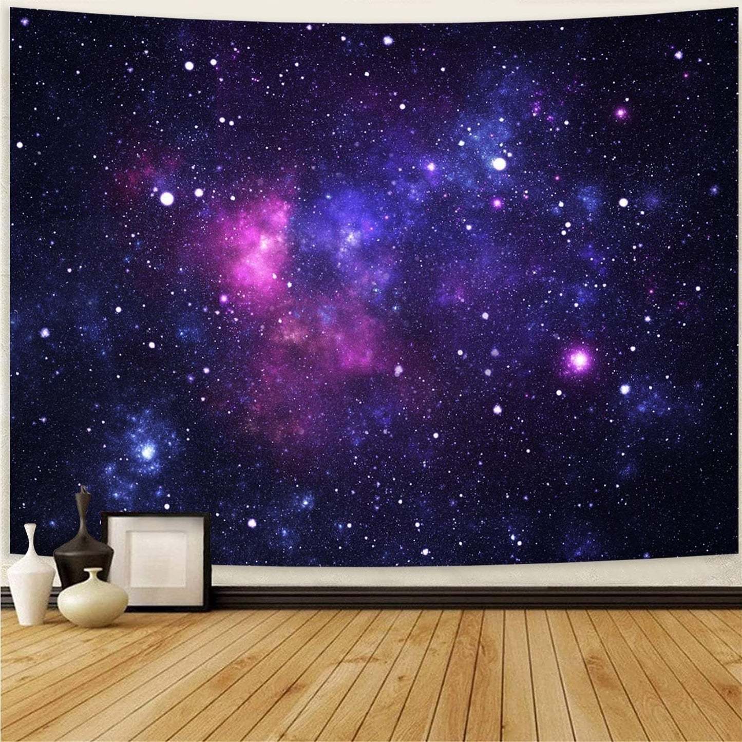 Tapiz galaxia luz negra cielo estrellado azul reactivo Hogar - Accesorios y Decoración Naty Shop