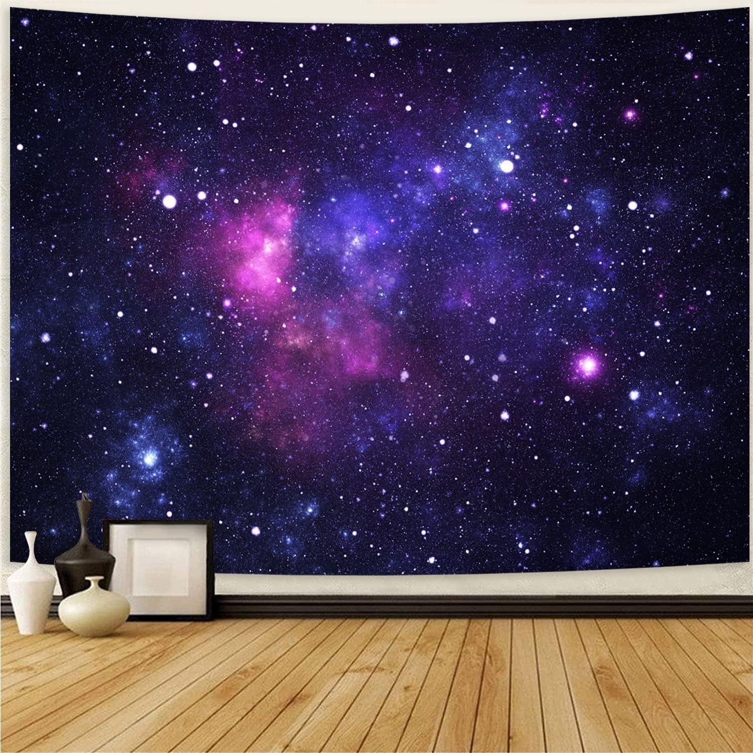 Tapiz galaxia luz negra cielo estrellado azul reactivo Hogar - Accesorios y Decoración Naty Shop