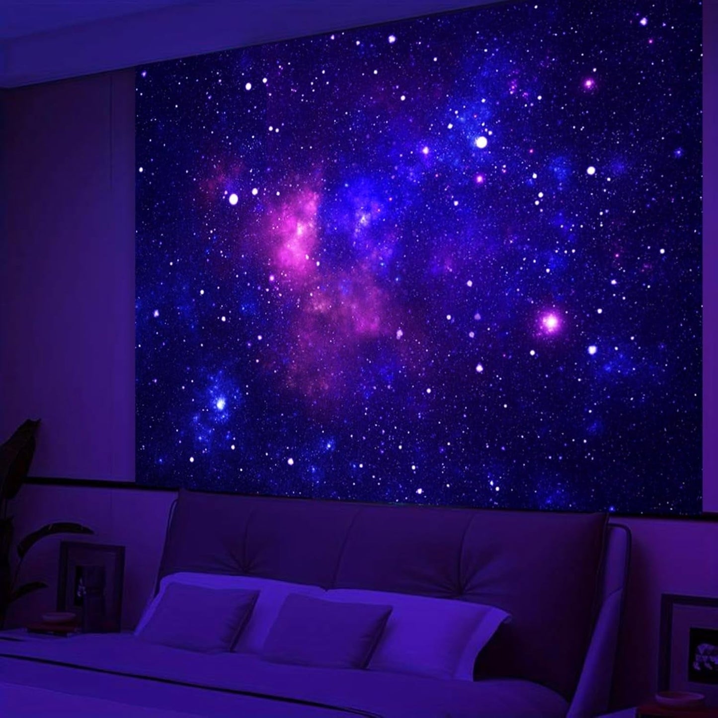Tapiz galaxia luz negra cielo estrellado azul reactivo Hogar - Accesorios y Decoración Naty Shop