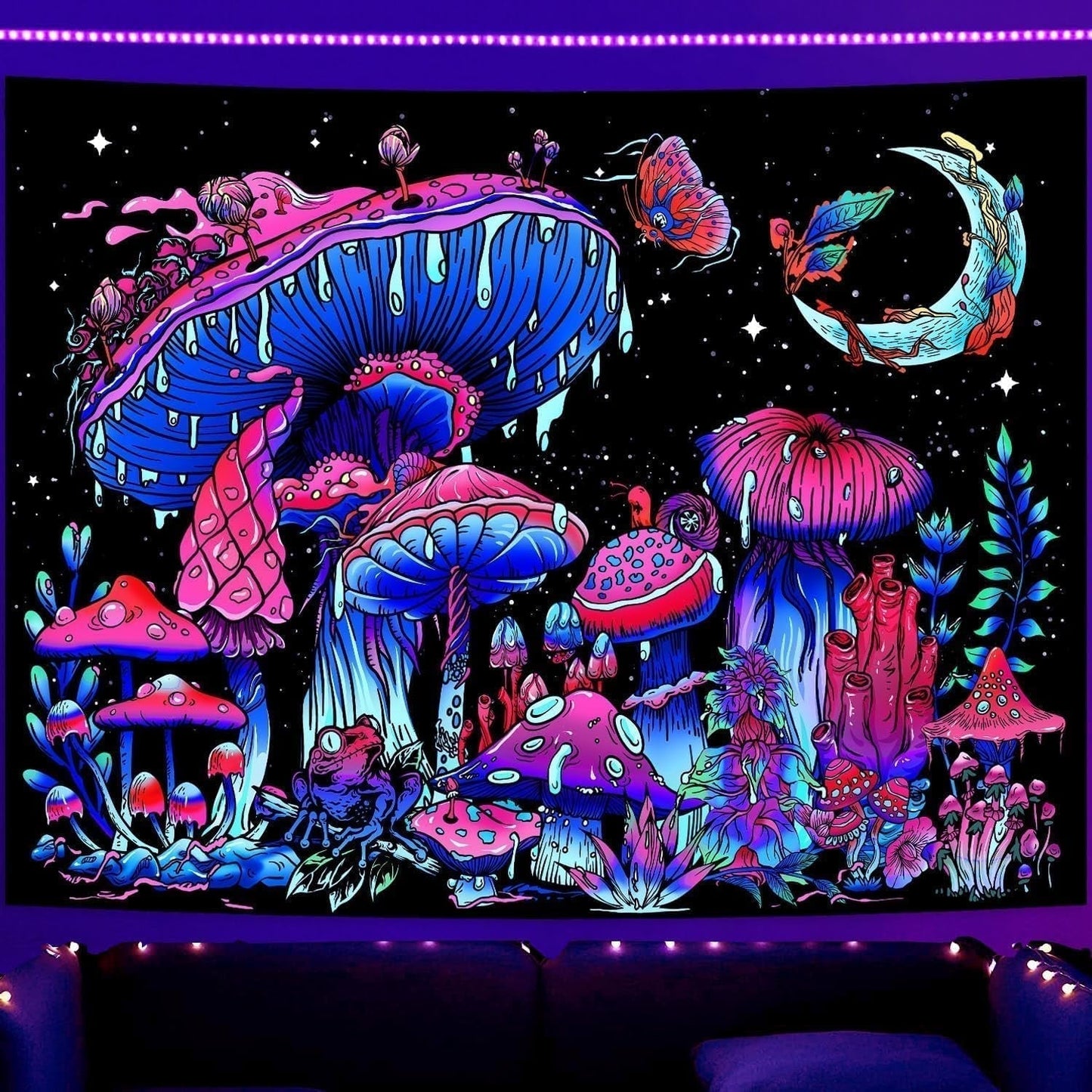Tapiz galaxia luz negra cielo estrellado azul reactivo Hogar - Accesorios y Decoración Naty Shop Seta 200L X 150B Cm