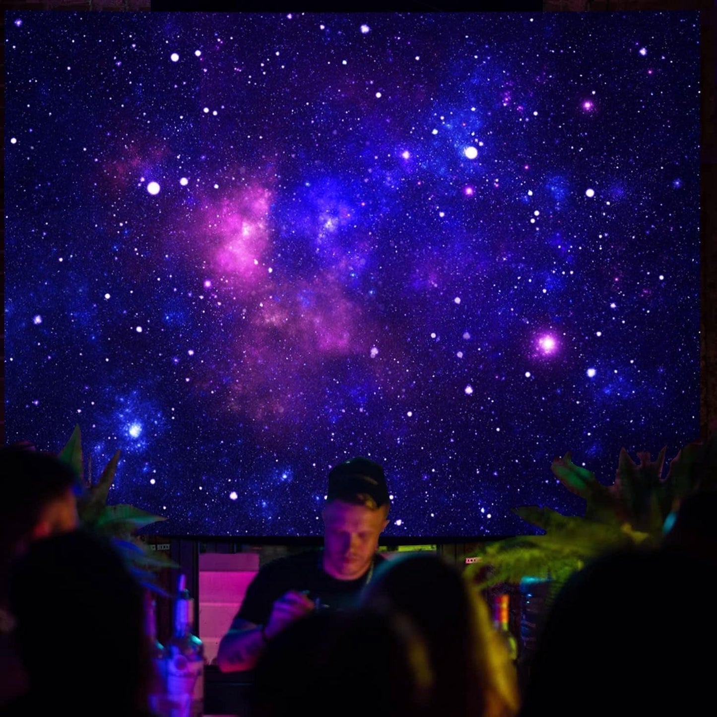 Tapiz galaxia luz negra cielo estrellado azul reactivo Hogar - Accesorios y Decoración Naty Shop