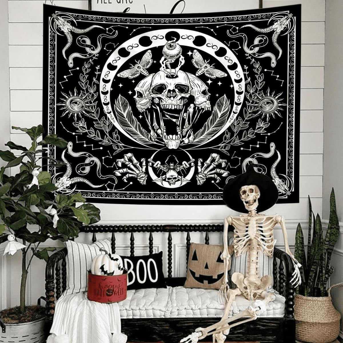 Tapiz gótico banner halloween negro blanco Hogar - Accesorios y Decoración Naty Shop