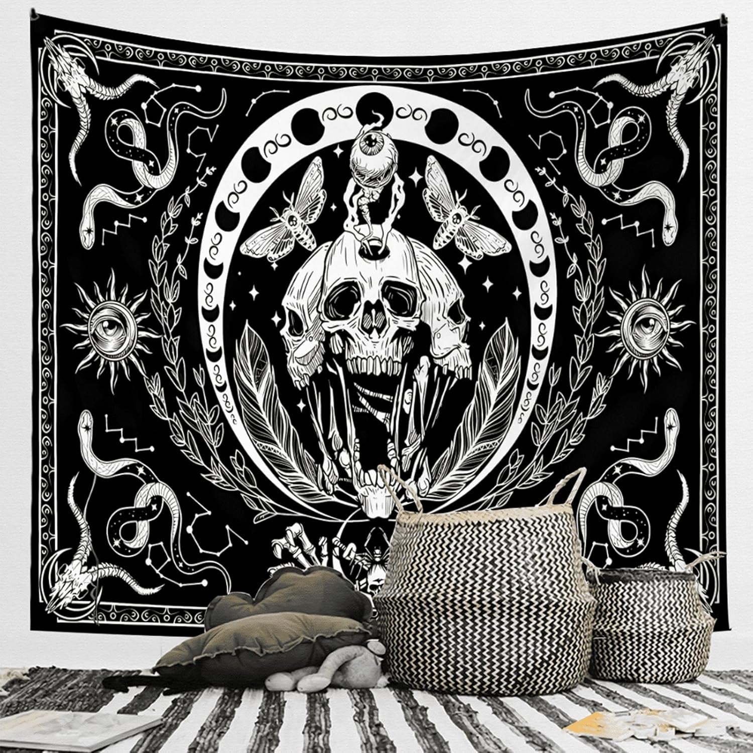 Tapiz gótico banner halloween negro blanco Hogar - Accesorios y Decoración Naty Shop