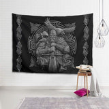 Tapiz gris vikingo odin hacha espada cuervo cruz Hogar - Accesorios y Decoración Naty Shop
