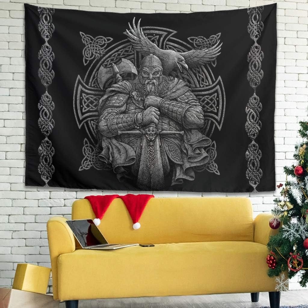 Tapiz gris vikingo odin hacha espada cuervo cruz Inicio - Accesorios y Decoraciones Naty Shop Default Title