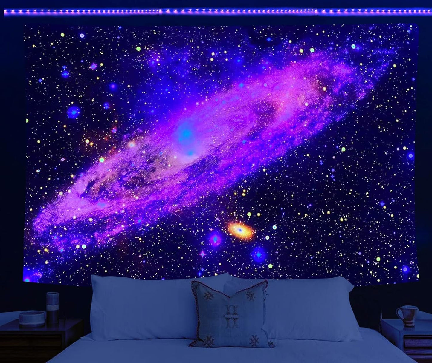Holavida Tapiz Fluorescente Galaxia Cielo Estrellado Estética Abstracta Hogar - Accesorios y Decoraciones Naty Shop Cosmic Galaxy-A 200L X 150B Cm
