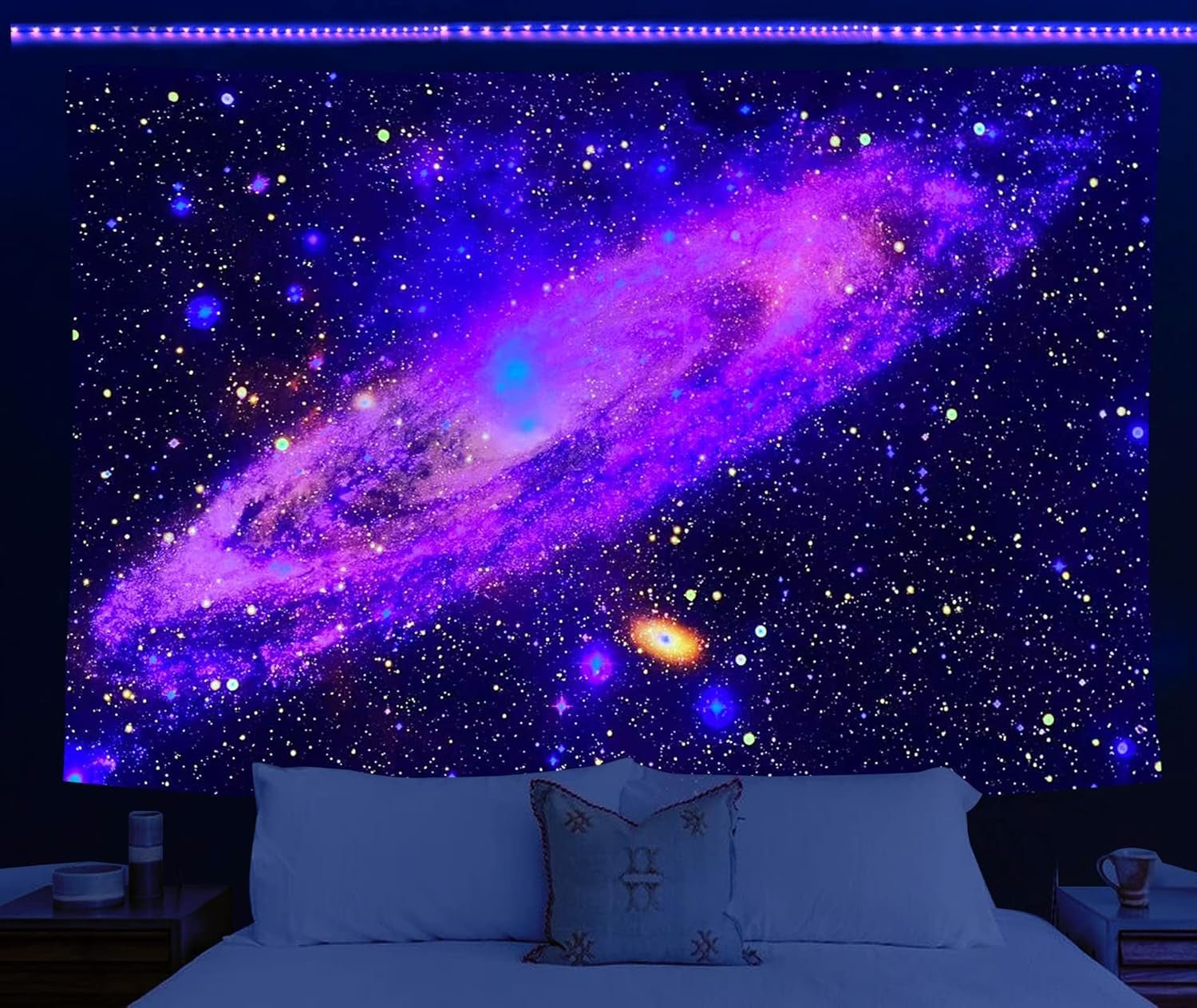Holavida Tapiz Fluorescente Galaxia Cielo Estrellado Estética Abstracta Hogar - Accesorios y Decoraciones Naty Shop Cosmic Galaxy-A 200L X 150B Cm