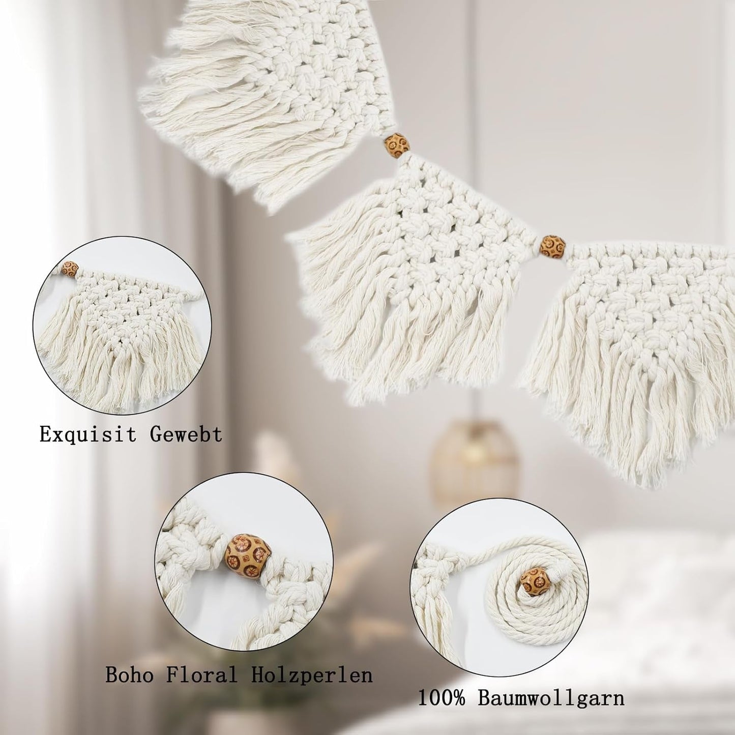Tapiz ihonyi deco chic guirnalda flecos led Hogar - Accesorios y Decoración Naty Shop