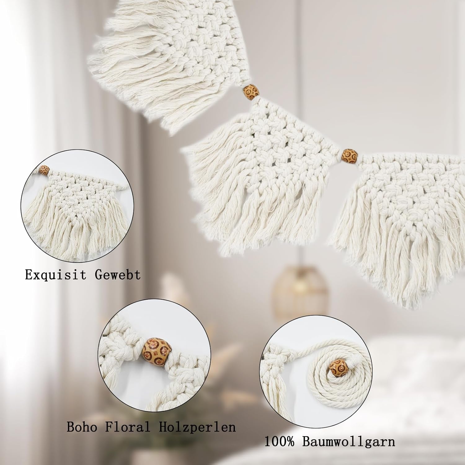 Tapiz ihonyi deco chic guirnalda flecos led Hogar - Accesorios y Decoración Naty Shop