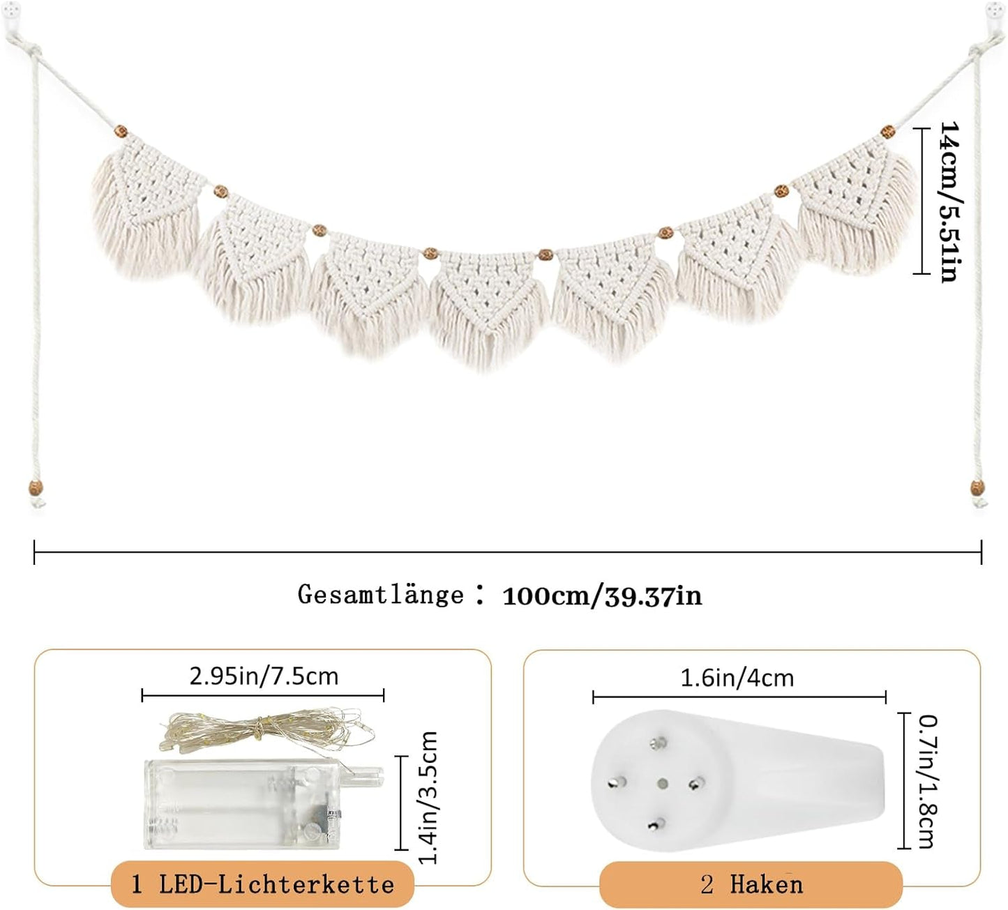 Tapiz ihonyi deco chic guirnalda flecos led Hogar - Accesorios y Decoración Naty Shop