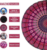 Tapiz India toalla de playa redondo mandala hippie violeta Hogar - Accesorios y Decoración Naty Shop