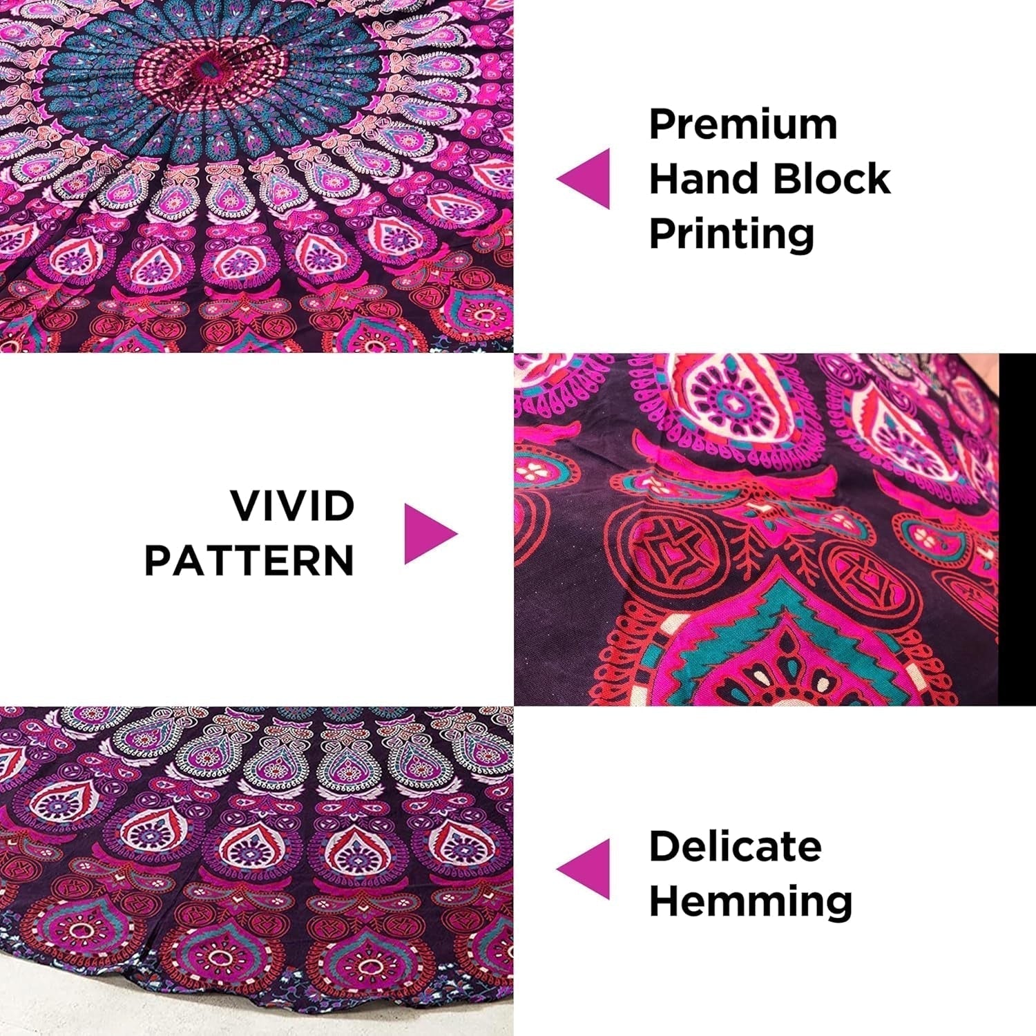 Tapiz India toalla de playa redondo mandala hippie violeta Hogar - Accesorios y Decoración Naty Shop
