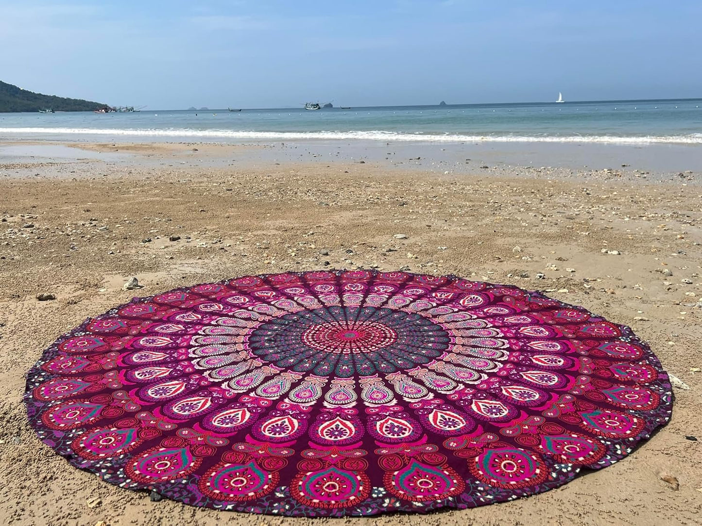 Tapiz India toalla de playa redondo mandala hippie violeta Hogar - Accesorios y Decoración Naty Shop