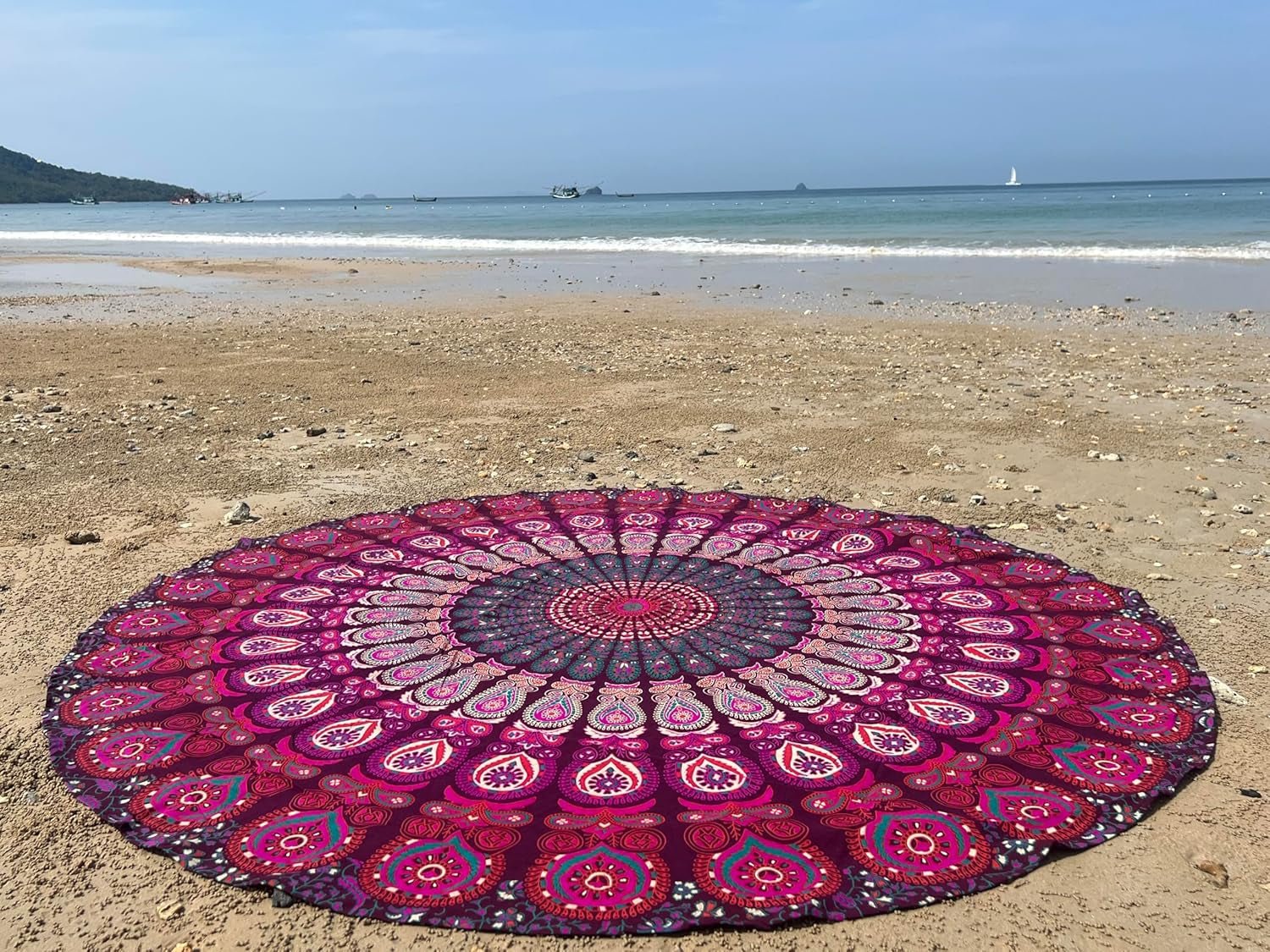 Tapiz India toalla de playa redondo mandala hippie violeta Hogar - Accesorios y Decoración Naty Shop