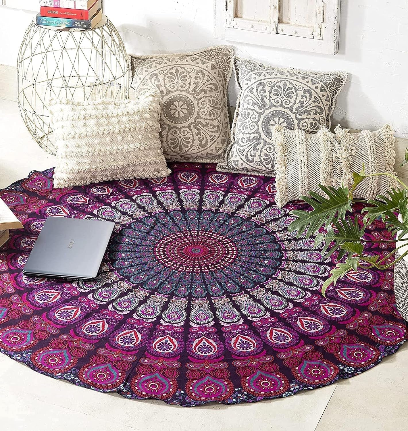 Tapiz India toalla de playa redondo mandala hippie violeta Hogar - Accesorios y Decoración Naty Shop