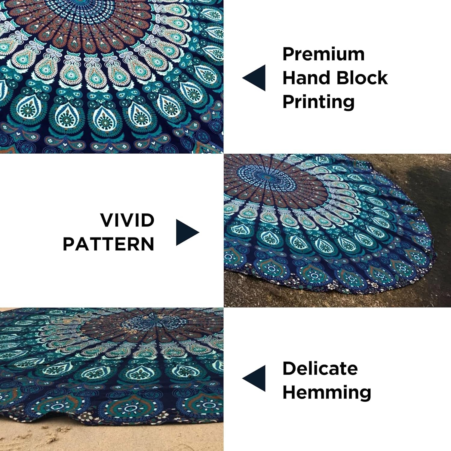 Tapiz India toalla de playa redondo mandala hippie grande Indian Home - Accesorios y Decoración Naty Shop