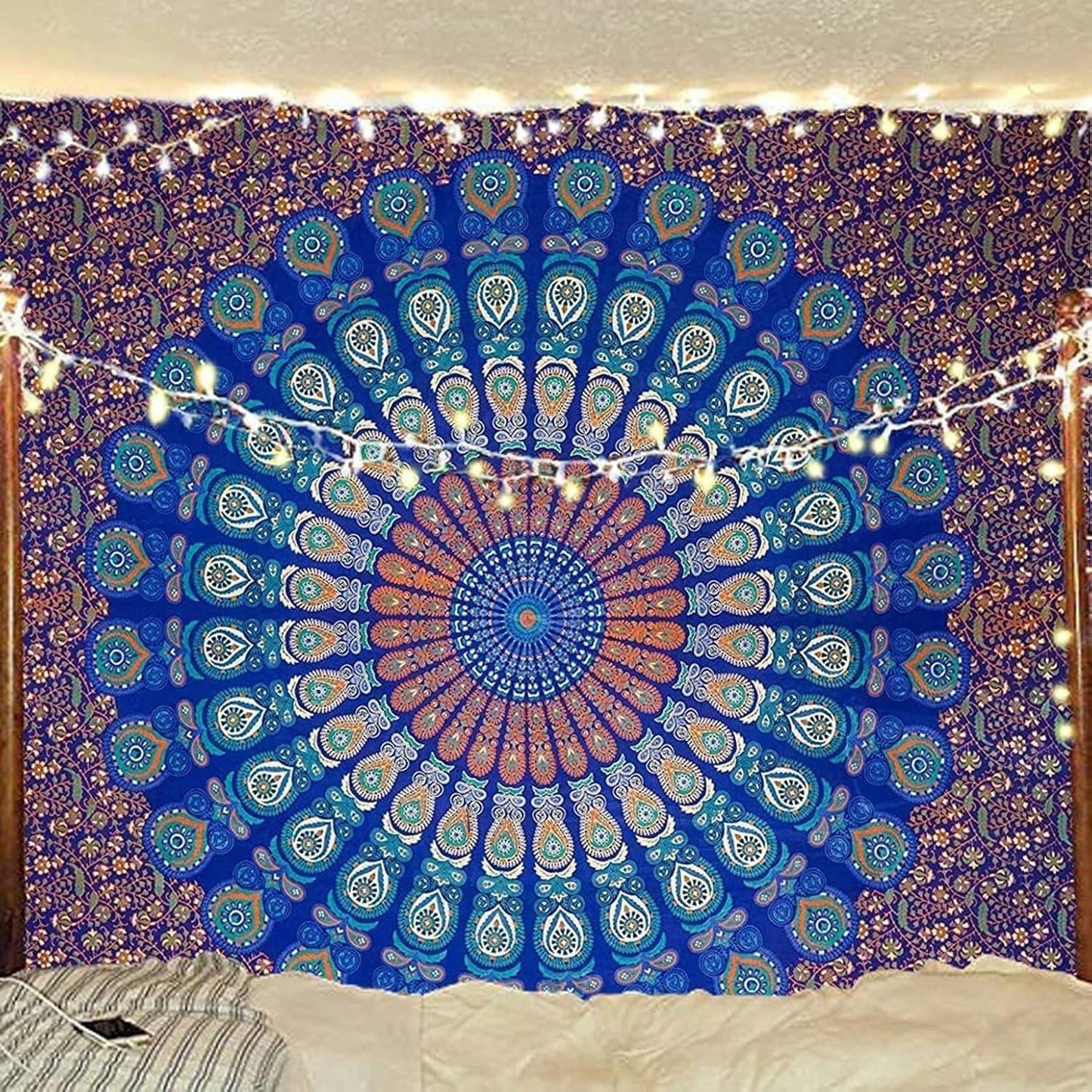 Tapiz indio mandala psicodélico elefante azul turquesa Hogar - Accesorios y Decoración Naty Shop