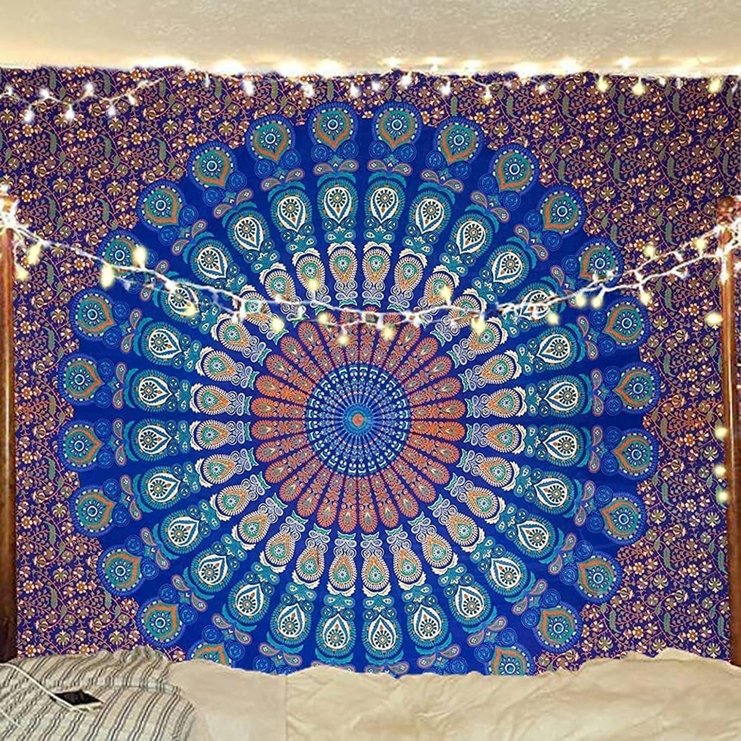 Tapiz indio mandala psicodélico elefante azul turquesa Hogar - Accesorios y Decoración Naty Shop