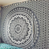 Tapiz indio mandala psicodélico negro blanco India Hogar - Accesorios y Decoración Naty Shop