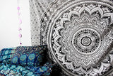 Tapiz indio mandala psicodélico negro blanco India Hogar - Accesorios y Decoración Naty Shop