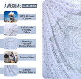 Tapiz indio mandala plateado blanco salón lienzo estético Hogar - Accesorios y Decoración Naty Shop