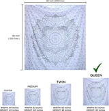 Tapiz indio mandala plateado blanco salón lienzo estético Hogar - Accesorios y Decoración Naty Shop