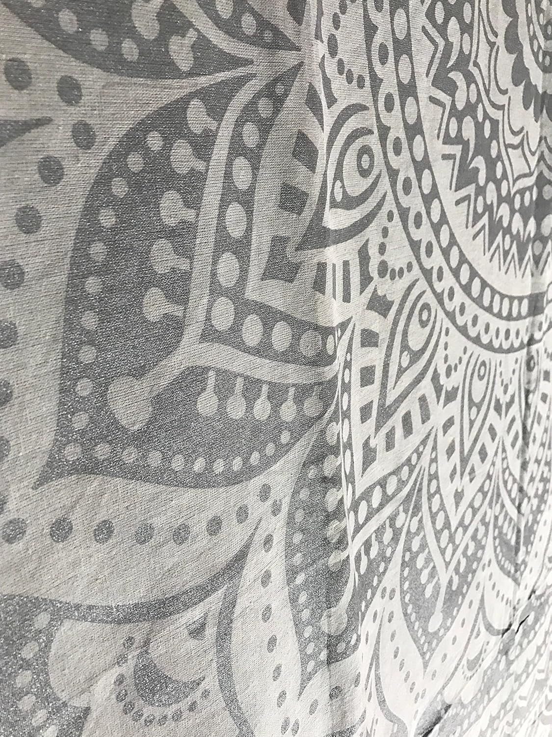 Tapiz indio mandala plateado blanco salón lienzo estético Hogar - Accesorios y Decoración Naty Shop