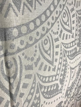 Tapiz indio mandala plateado blanco salón lienzo estético Hogar - Accesorios y Decoración Naty Shop