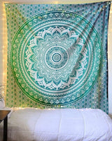 Tapiz indio mandala verde decoración estética Decoración hogar - Accesorios y Decoración Naty Shop
