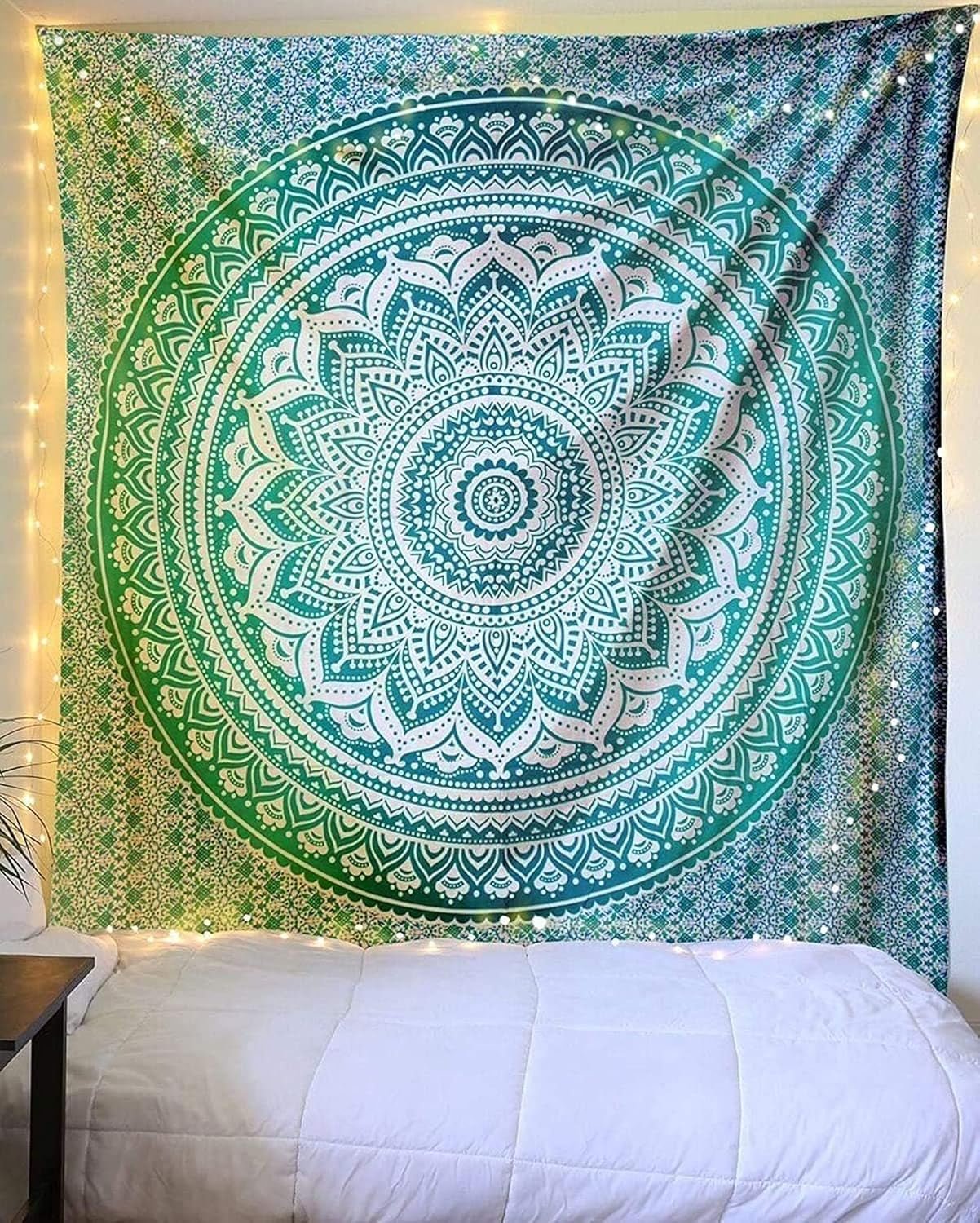 Tapiz indio mandala verde decoración estética Decoración hogar - Accesorios y Decoración Naty Shop