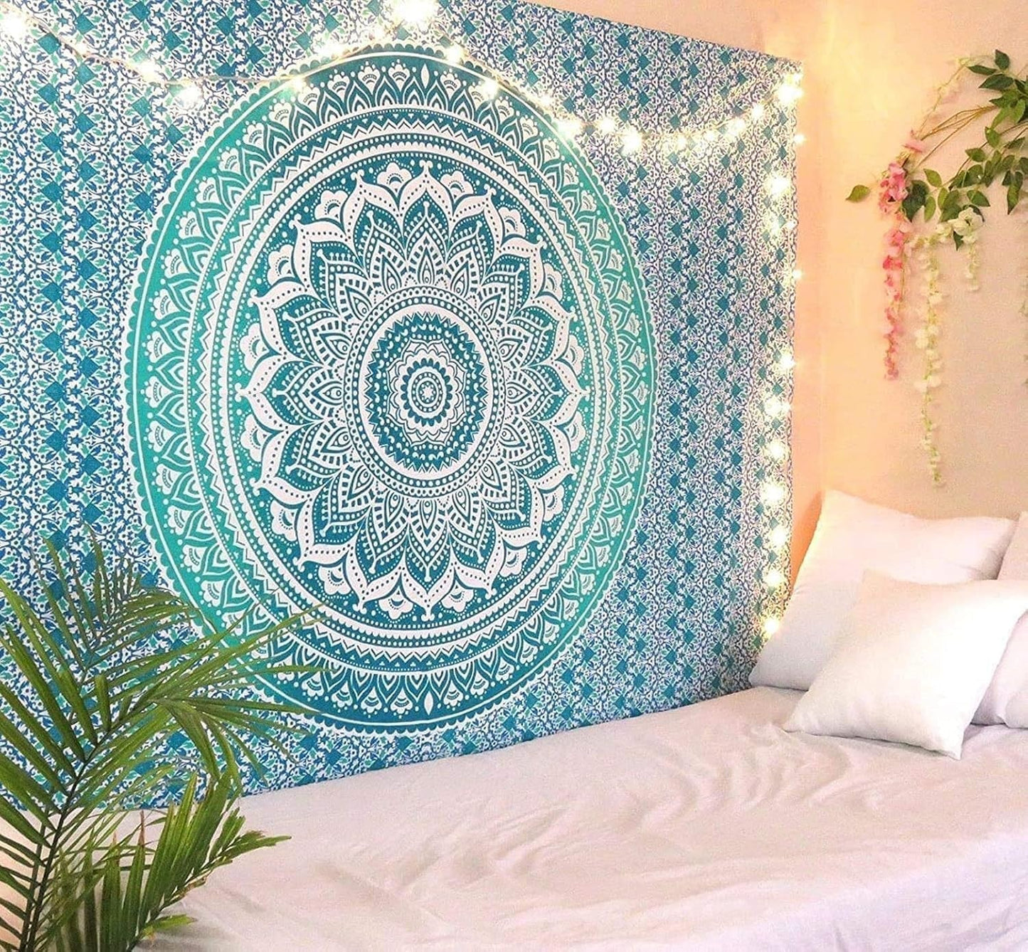 Tapiz indio mandala verde decoración estética Decoración hogar - Accesorios y Decoración Naty Shop