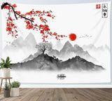 Tapiz Japonés panza flores de cerezo rojo sol pared Hogar - Accesorios y Decoración Naty Shop Multi 01 200L X 150B Cm