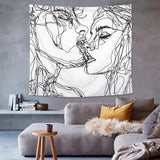 Tapiz lomohoo abstracto sketch art negro blanco besos Hogar - Accesorios y Decoración Naty Shop