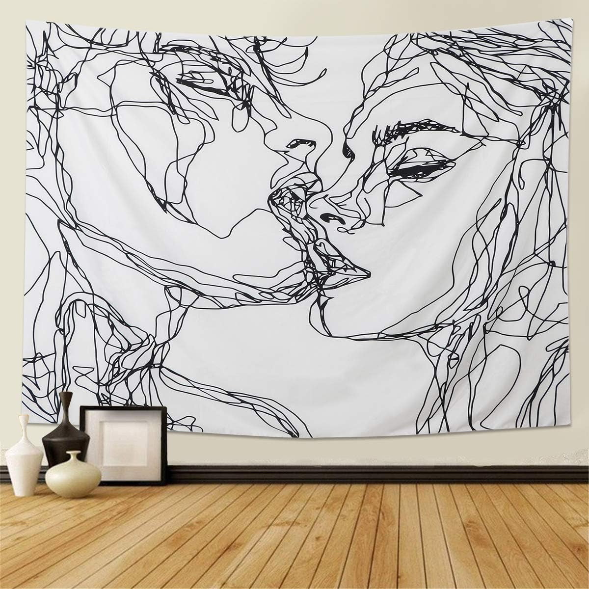 Tapiz lomohoo sketch art abstracto besos blanco y negro Hogar - Accesorios y Decoración Naty Shop Sketch art abstracto 130L X 150B Cm