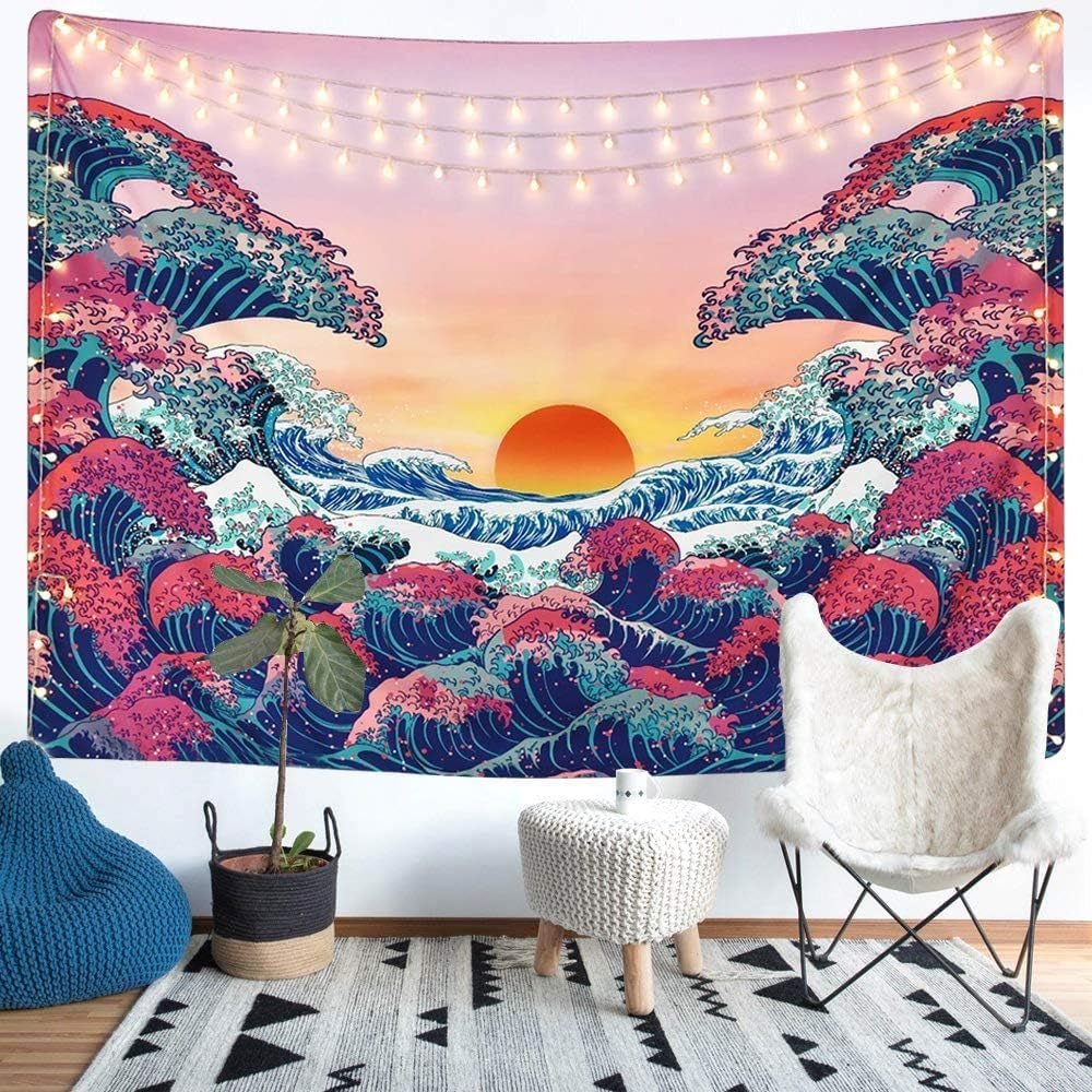 Tapiz lomohoo boceto abstracto arte besos blanco y negro Hogar - Accesorios y Decoración Naty Shop Ocean Wave Naranja 150L X 130B Cm