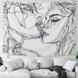 Tapiz lomohoo abstracto sketch art negro blanco besos Hogar - Accesorios y Decoración Naty Shop