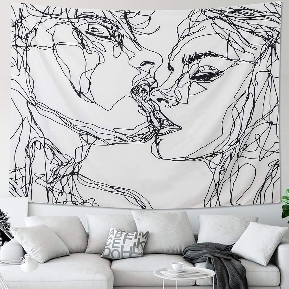 Tapiz lomohoo abstracto sketch art negro blanco besos Hogar - Accesorios y Decoración Naty Shop