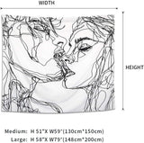 Tapiz lomohoo abstracto sketch art negro blanco besos Hogar - Accesorios y Decoración Naty Shop