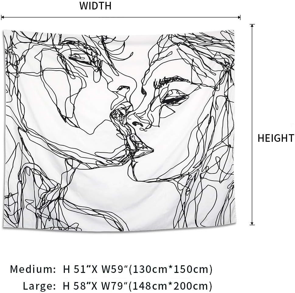 Tapiz lomohoo abstracto sketch art negro blanco besos Hogar - Accesorios y Decoración Naty Shop