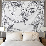 Tapiz lomohoo abstracto sketch art negro blanco besos Hogar - Accesorios y Decoración Naty Shop